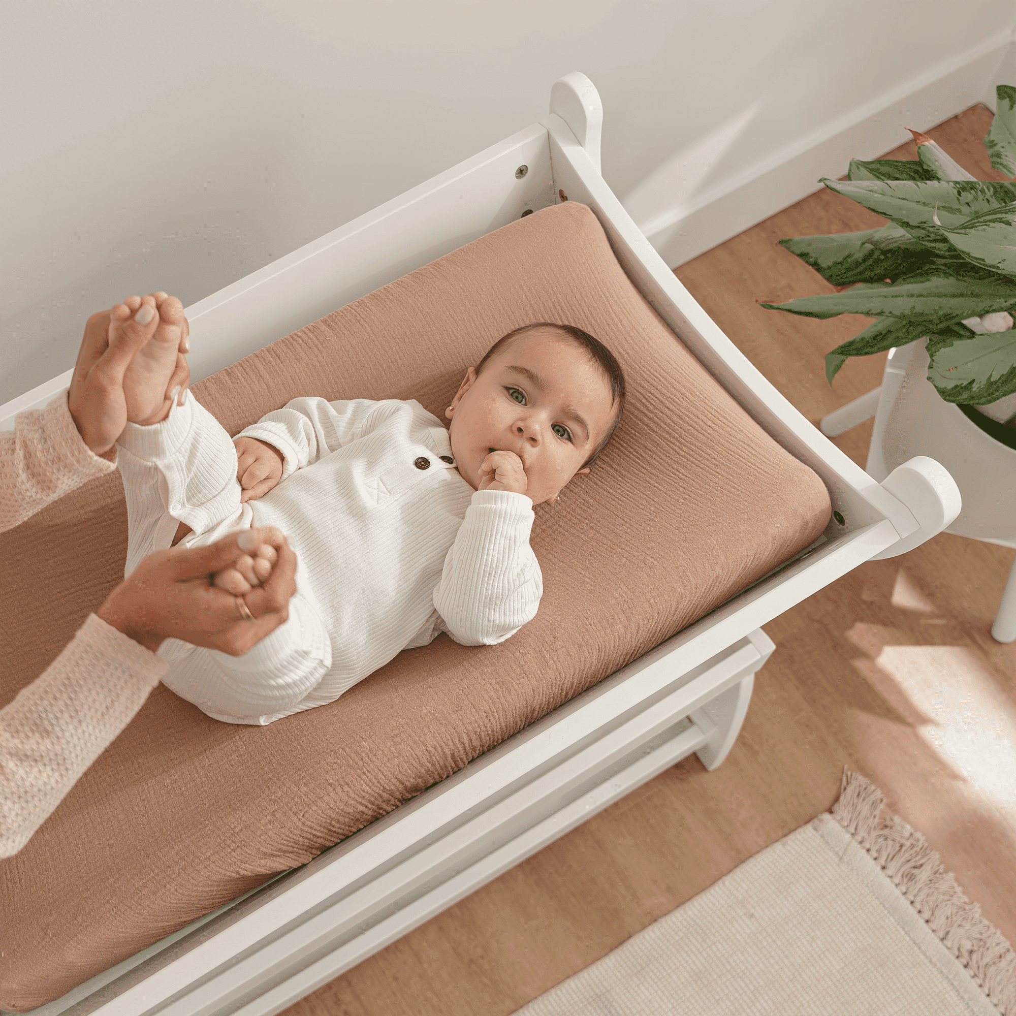Comfy Cubs Baby Changing Table with Two Open Shelves for Storage - White