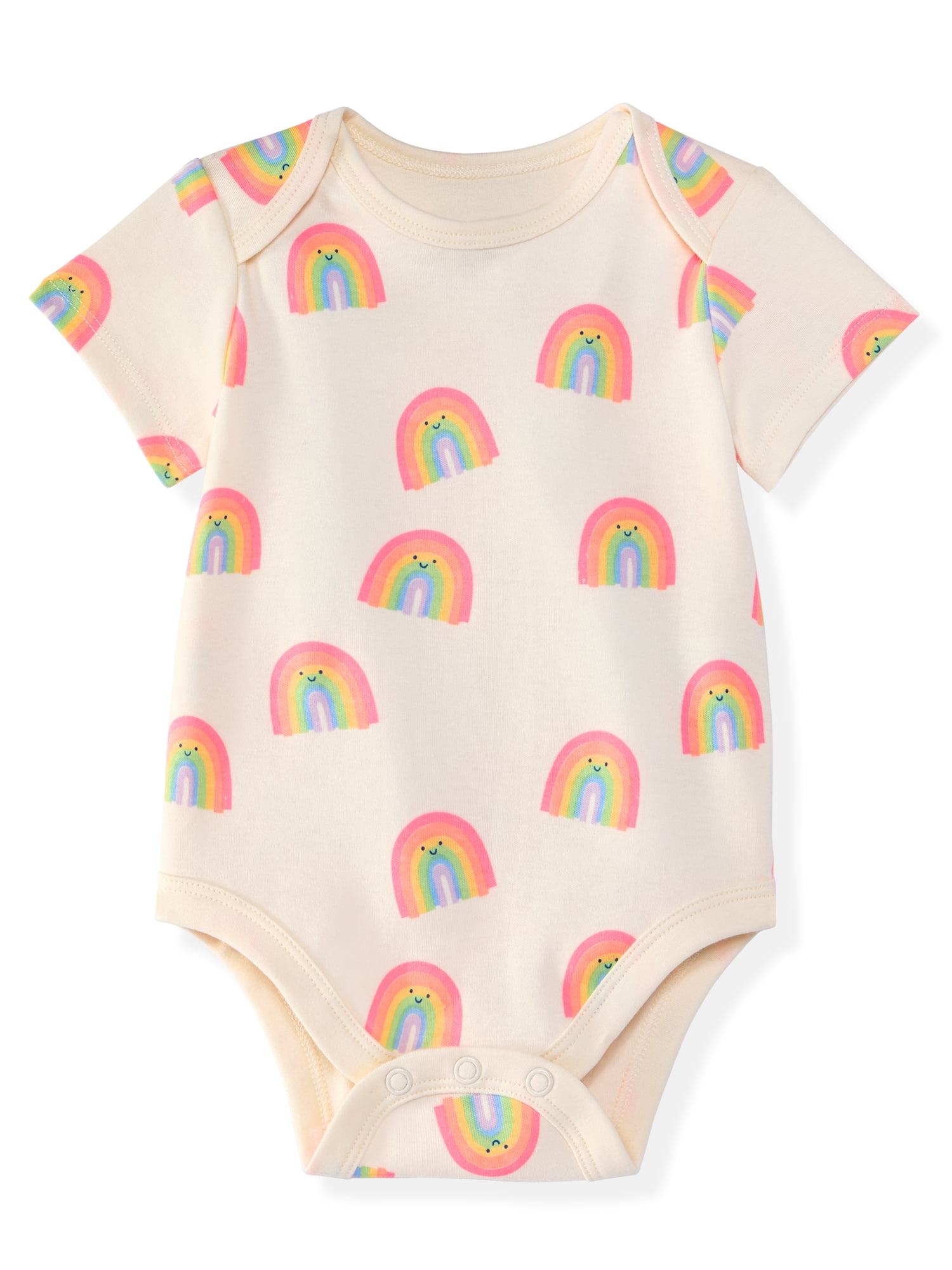 Garanimals Newborn & Baby Girl Cotton Lap-Shoulder Short-Sleeve Bodysuits, 4-Pack, Sizes 0–24M