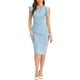 thumbnail image 1 of Vestido de trabajo sin mangas con escote en V y volantes para mujer Inspire Chic, color azul claro, 1 of 6