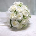 thumbnail image 4 of Xiao Hua Ramos de novia morados, ramos de flores artificiales para boda, ramos de dama de honor con lazo de seda, San Valentín, 4 of 5