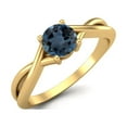 thumbnail image 2 of 0.50 Ctw Round London Blue Topaz Solitaire 925 Sterling SIlver Gold Vermeil Split Shank Mother's Day Gift Ring, 2 of 4