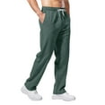 thumbnail image 4 of Dwelliawo Gray Sweatpants Men Baggy Lounge Open Bottom Sweatpants Straight Leg Fall Winter Workout Athletic Pants with Pockets Clearance Dark Green XL, 4 of 7