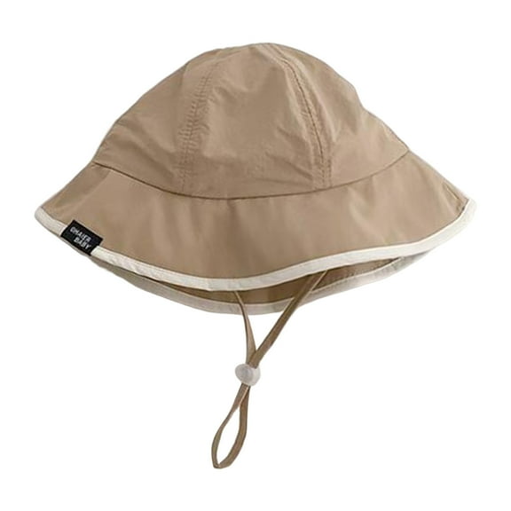 Splozh Toddler Sun Hat Boy Kids Adjustable Chin Strap Sun Hats Summer Spring Sun Hat Outdoor Beach Bucket Cap Khaki,One Size