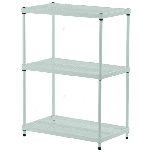 Design Ideas MeshWorks 3-Tier Metal Storage Shelving Unit Rack, Sage Green