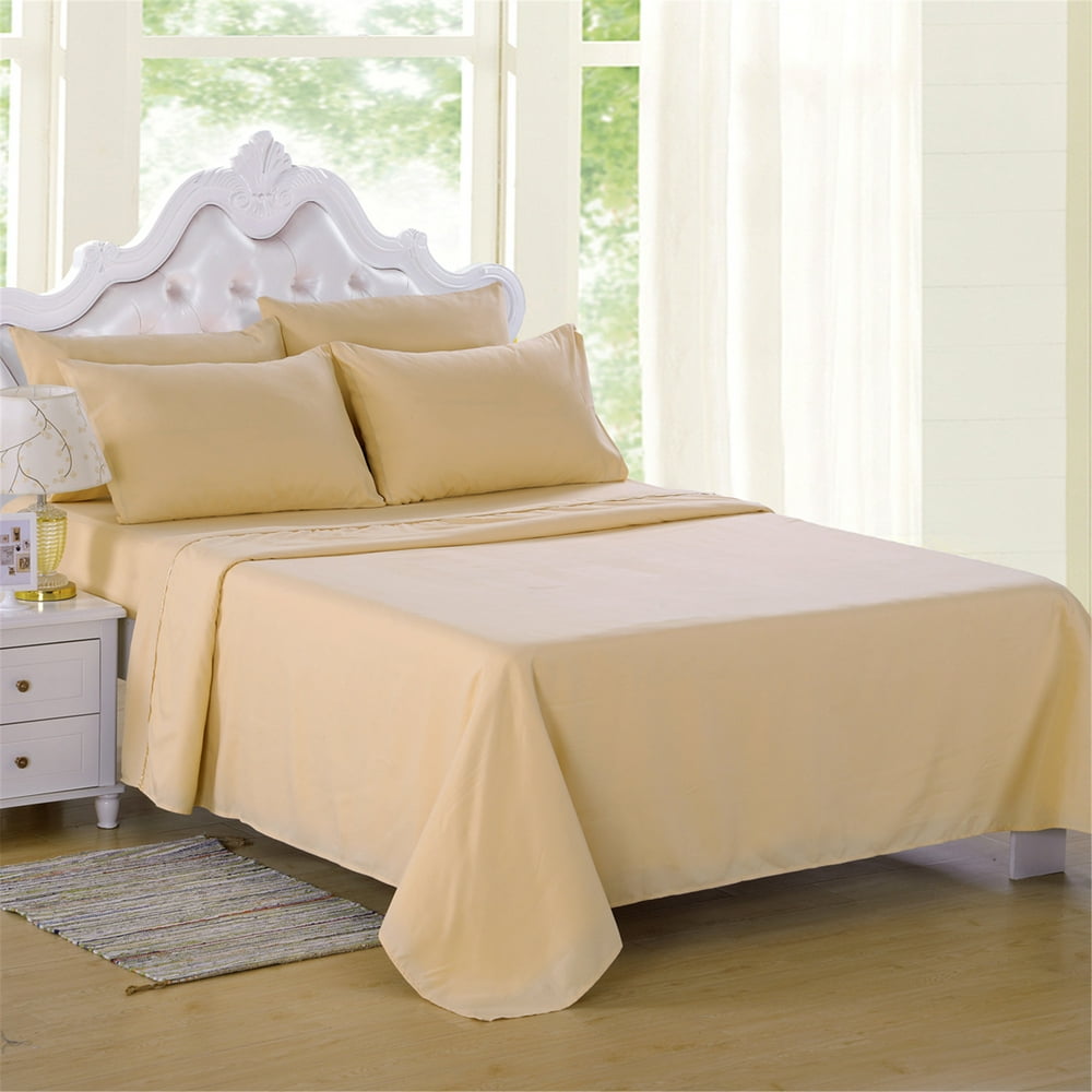 6 Piece Soft Microfiber Bed Sheet Set, Deep Pocket Up To 16", Wrinkle