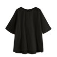 thumbnail image 3 of Gibobby Blusa Casual Para Mujer Cuello de algodón femenino de espalda Minimalista Fork Pullover T - Camisa Round Casual Women's Blouse（Negro， S), 3 of 3