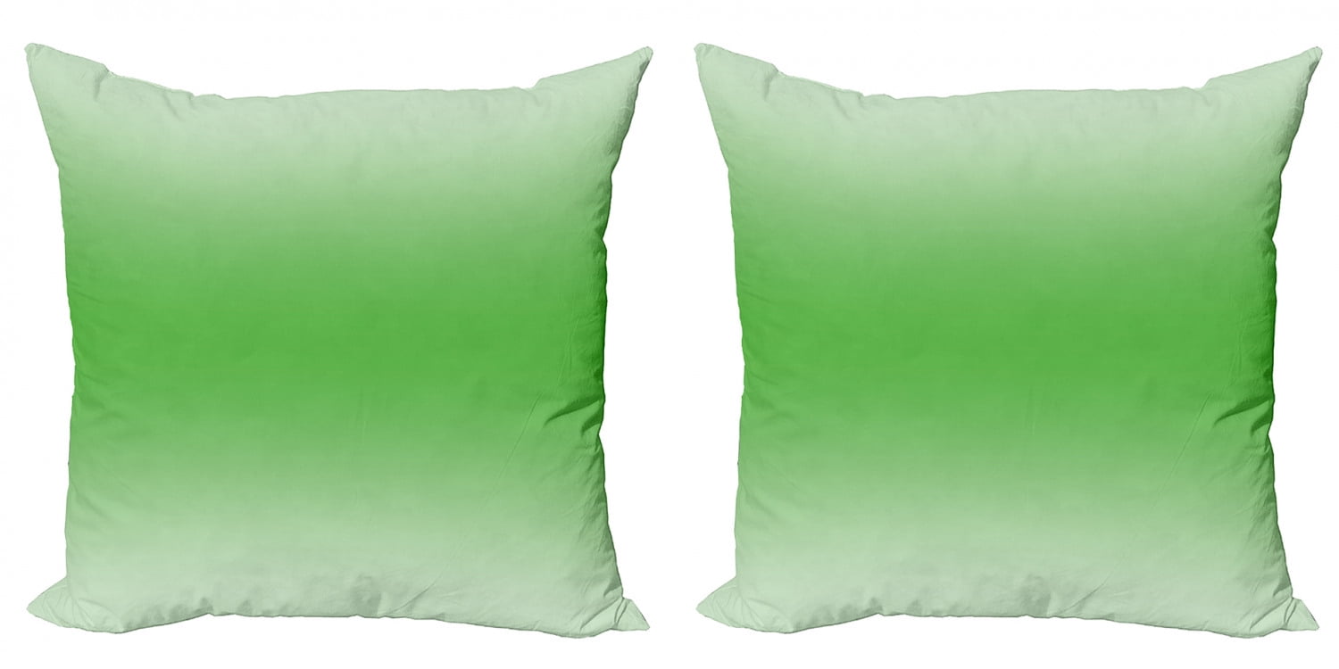 Ombre Throw Pillow Cushion Cover Pack of 2, Moss Leaf Nature Spring