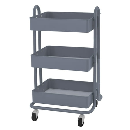 3-Tier Utility Rolling Cart - Grey