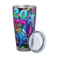 thumbnail image 2 of Bingfone Neon Free Play for 20 Oz Stainless Steel Travel Mug Double Wall Water Coffee Cup for Home,Office, Outdoor Works Great for Ice Drinks and Hot Beverage-Without Straw, 2 of 8