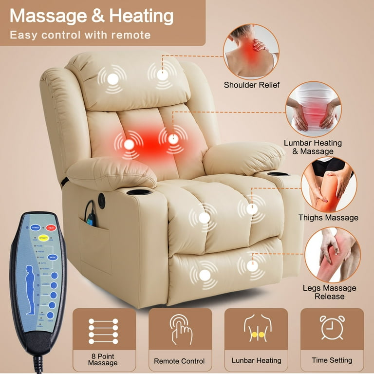 Large Power Lift Recliner Chair for Elderly,Massage Chair Recliner with Massage and Heating Function,160 Tilt Ergonomic with Footrest,Brown, Size: 38