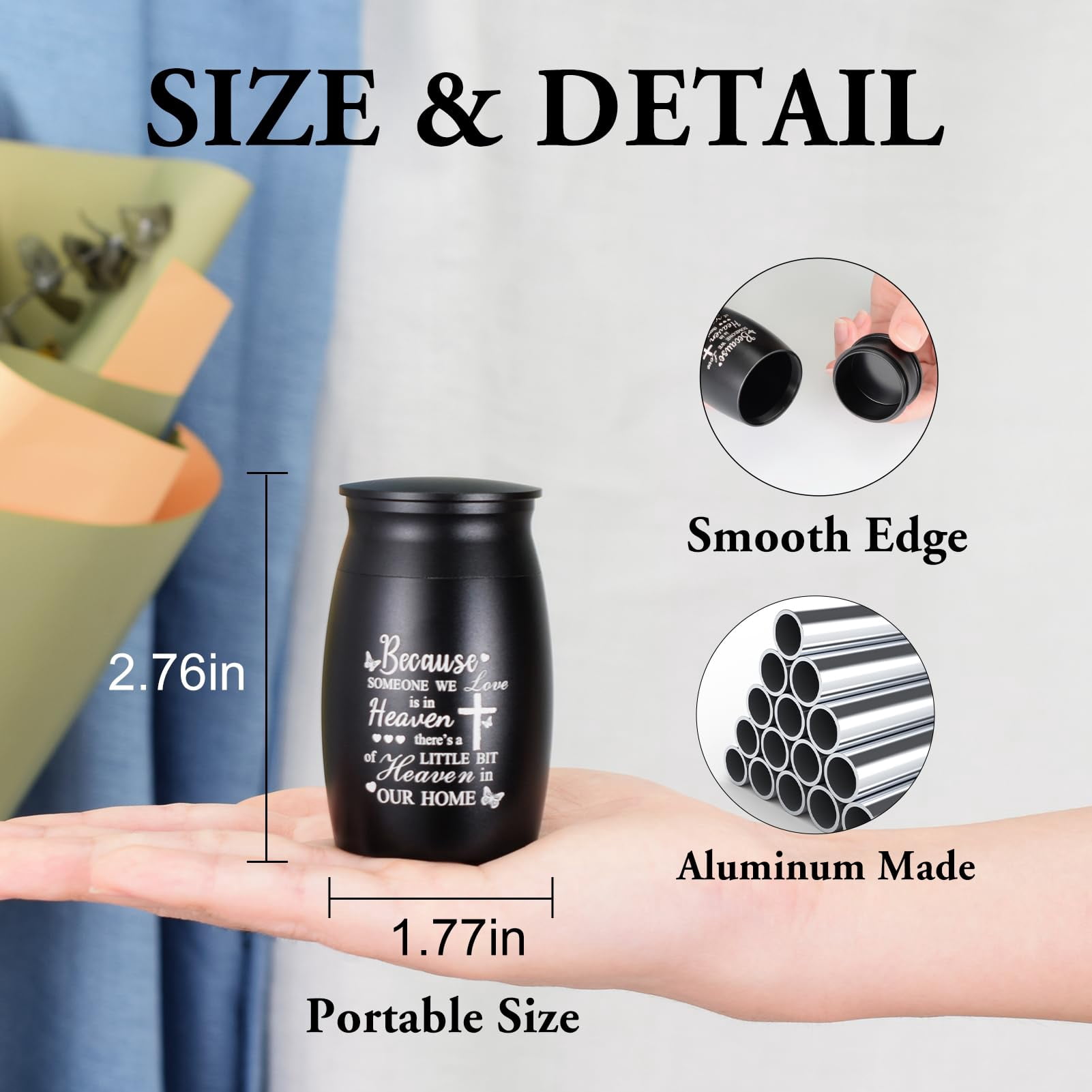 3 Inches Small Keepsake Cremation Urn for Human / Pet Ashes Mini Cremation Urns Memorial Ashes Urn Mini Urn Stainless Steel Ashes Holder Small Ash Urn for Ashes