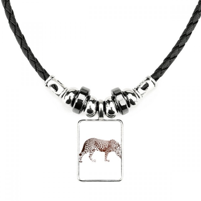 cheetah brown animal collar a mano colgante de cuerda de cuero Unbranded M