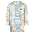 thumbnail image 6 of KDDYLITQ Easter Shirts for Women Crew Neck 3/4 Sleeve Bunny Print Graphic Tees Daisies Loose Blouse Carrots Soft Holiday Pullover Sky Blue 2XL, 6 of 6