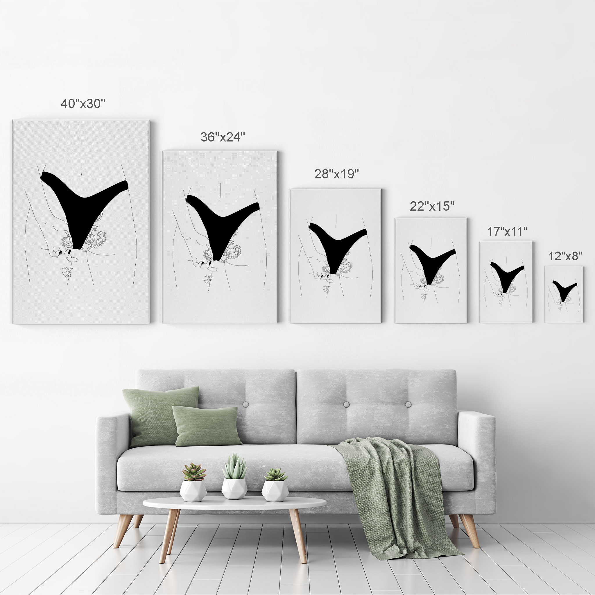 Smile Art Design Black and White One Line Minimalism Art Sexy Woman's Butt  and Flower Drawing Painting Abstract Canvas Wall Art Print Office Living  Room Bedroom Modern Decor Ready to Hang