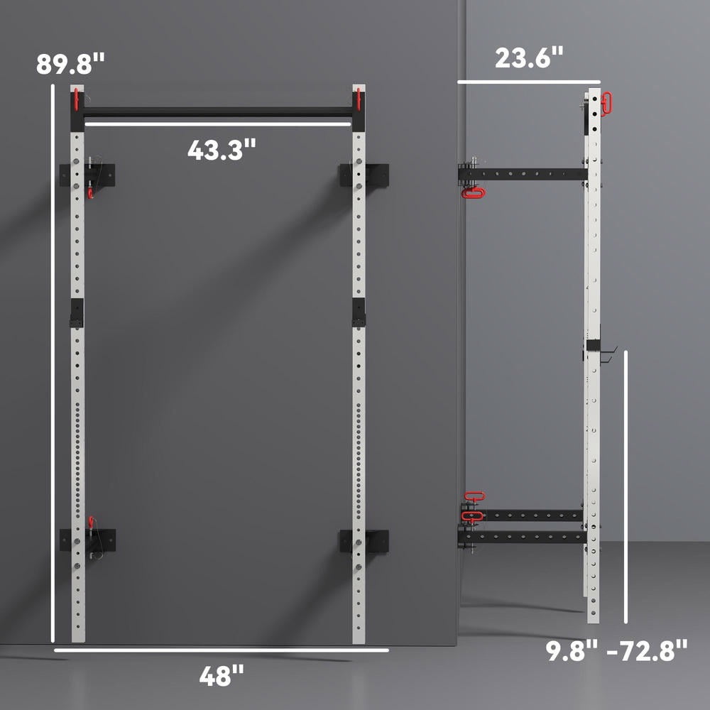 Barara King Adjustable Multi-Functional Racks with Pull Up Bar, Wall Mounted and Adjustable, Barbell Racks with 1000 Pounds Capacity, White