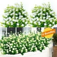 thumbnail image 2 of 6 Bundles Artificial Flowers Outdoor UV Resistant Flowers No Fade Faux Plastic Plants Garden Porch Window Box Decorating, White, 2 of 12