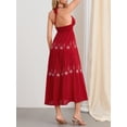 thumbnail image 6 of Biezeib Women Summer Casual Long Dress Flower Embroidery Tie-Up Halter Neck Sleeveless Dress Fashion Backless A-line Dress, 6 of 6