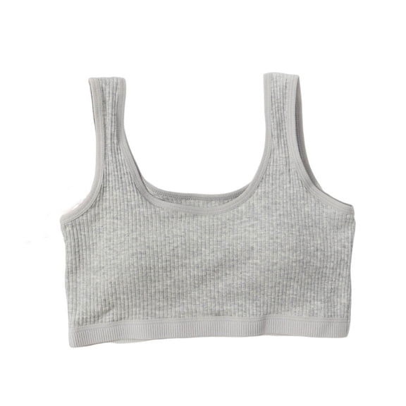 Fesfesfes Girls Padded Training Bra Seamless Wireless Bralette for Teens Supportive Lightly Lined Bras No Underwire Soft Breathable Camisole for Sports Everyday Wear(Gray,9-10 Years)