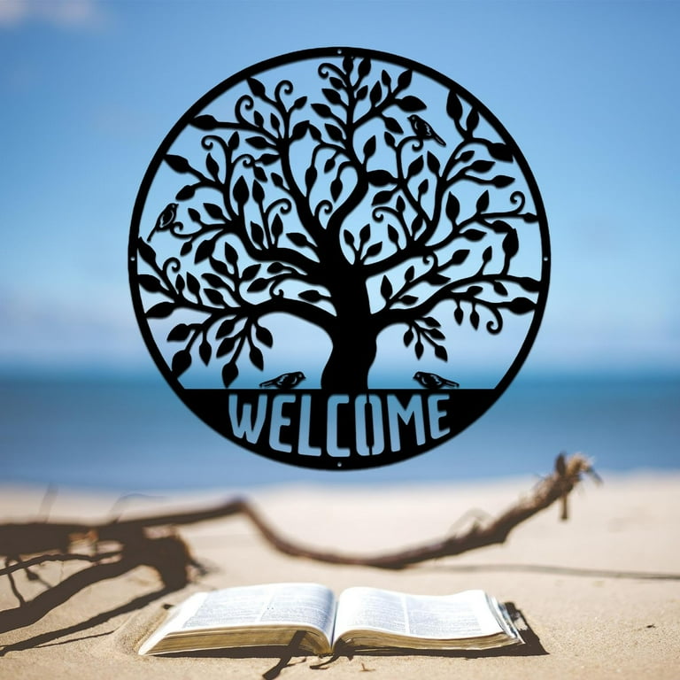 Personalized Tree Of Life Metal Sign – Custom Family Name Welcome Sign For Door, Wall, Or Garden (Housewarming Gift)