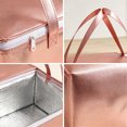 thumbnail image 6 of Scheam Large Insulated Pizza Bag Rose Gold Aluminum Foil Cake Thermal Bags with Zipper and Handles Portable Food Storage Delivery Bag,Reusable for Camping Picnic Takeaway 1Pcs, 6 of 7