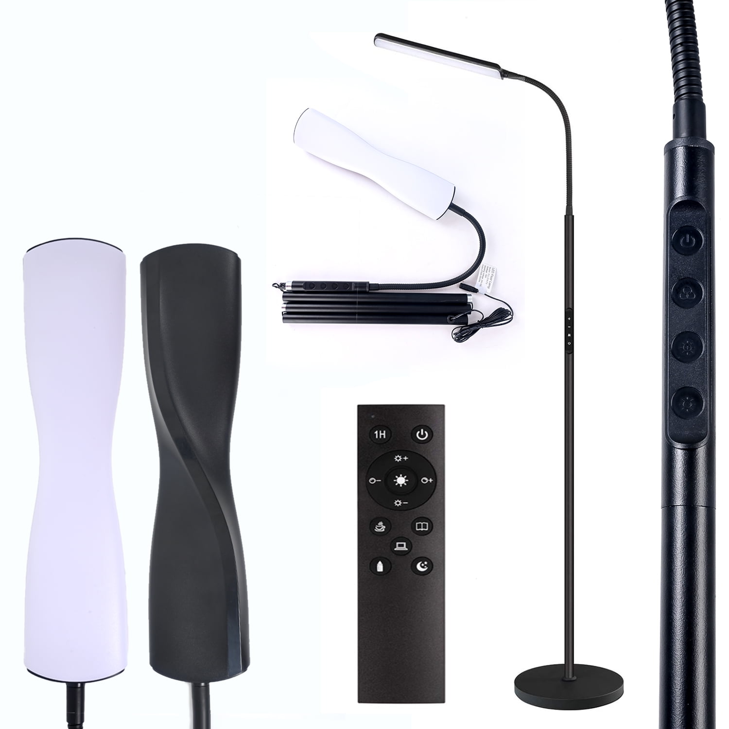 Govvep LED Floor Lamp with Flexible Gooseneck and Touch Sensor with Remote Control for Living Room, Bedroom, Office