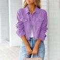 thumbnail image 6 of Jiyugala Coats for Women Basic Solid Color Button Down Denim Jacket Crop Jacket, 6 of 6