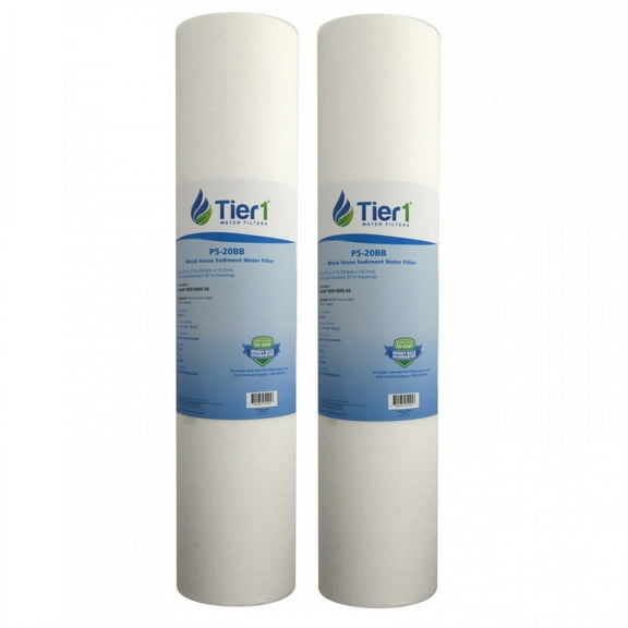 Tier1 5 Micron 20 Inch x 4.5 Inch | 2-Pack Spun Wound Polypropylene Whole House Sediment Water Filter Replacement Cartridge | Compatible with Pentek DGD-5005-20, SDC-45-2005, Home Water Filter