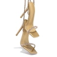 thumbnail image 4 of Womens Stilettos High Heel Strappy Gladiator Sandals Square Open Toe Lace up Heeled Dress Shoes Pumps Gold Size 6, 4 of 6