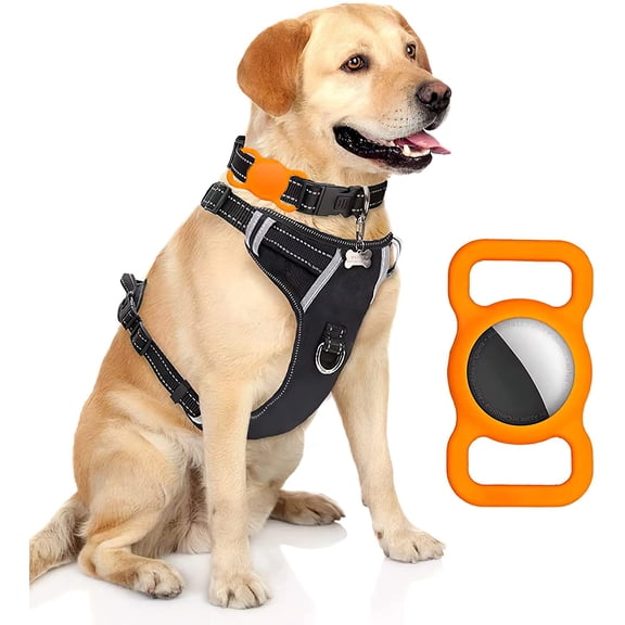 AirTag Dog Collar Pet AirTags Case Cover,Protective Case for Airtags Finder Scratch Pet Loop Holder for Apple AirTag (Orange),1Pack,1/Pack