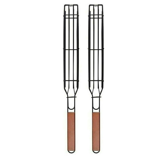 Advancent Paquete de 2 cestas para asar, parrilla de Metal antiadherente para asar verduras, barbacoa, malla para acampar, Picnic, hornear, Estufas de camping
