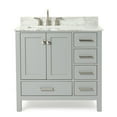 thumbnail image 2 of Ariel Cambridge 37 In. Left Offset Rectangle Single Sink Vanity With Carrara White Marble 0.75 In Countertop In Grey, 2 of 10