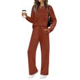 thumbnail image 5 of Women's Round Neck Sweatshirt Wide Leg Sweatpants Casual Suit Sportswear Set, for Winter Lounge and Sports Activities,Light Brown,2XL, 5 of 7
