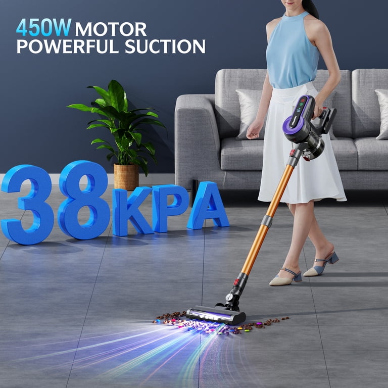 Roanow Cordless Vacuum Cleaner, 38KPA Suction, 55 Min Runtime