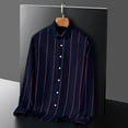 thumbnail image 2 of Akiihool Mens Shirts Casual Men Casual Vintage Bowling Shirt Long Sleeve Button Down Winter Shirt (Navy,XL), 2 of 5