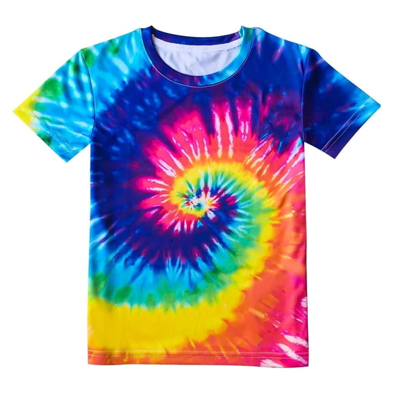BOOMNY Toddler Baby Boys Tshirts Short Sleeve T Shirts For Kids Colorful Tie Dye Breathable Loose Fit Cozy Childrens Athletic Tees