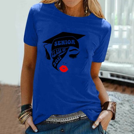 

lystmrge Casual Women s Tops Cotton Long Sleeve Tees Long Sleeve T Shirt Women under Scrubs Women Summer Top Graduation Season Printed Casual Loose Tunic T Shirt Cute Pattern Fashion T Shirt