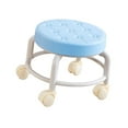 thumbnail image 1 of Taburete con ruedas universales, asiento bajo y acolchado de cuero PU resistente. azul, 1 of 9