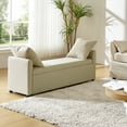 thumbnail image 5 of Tina's Home 59" Storage Bench Upholstered Bed End Foot Stool 2 Throw Pillows Bedroom Entryway Living Room Beige, 5 of 8