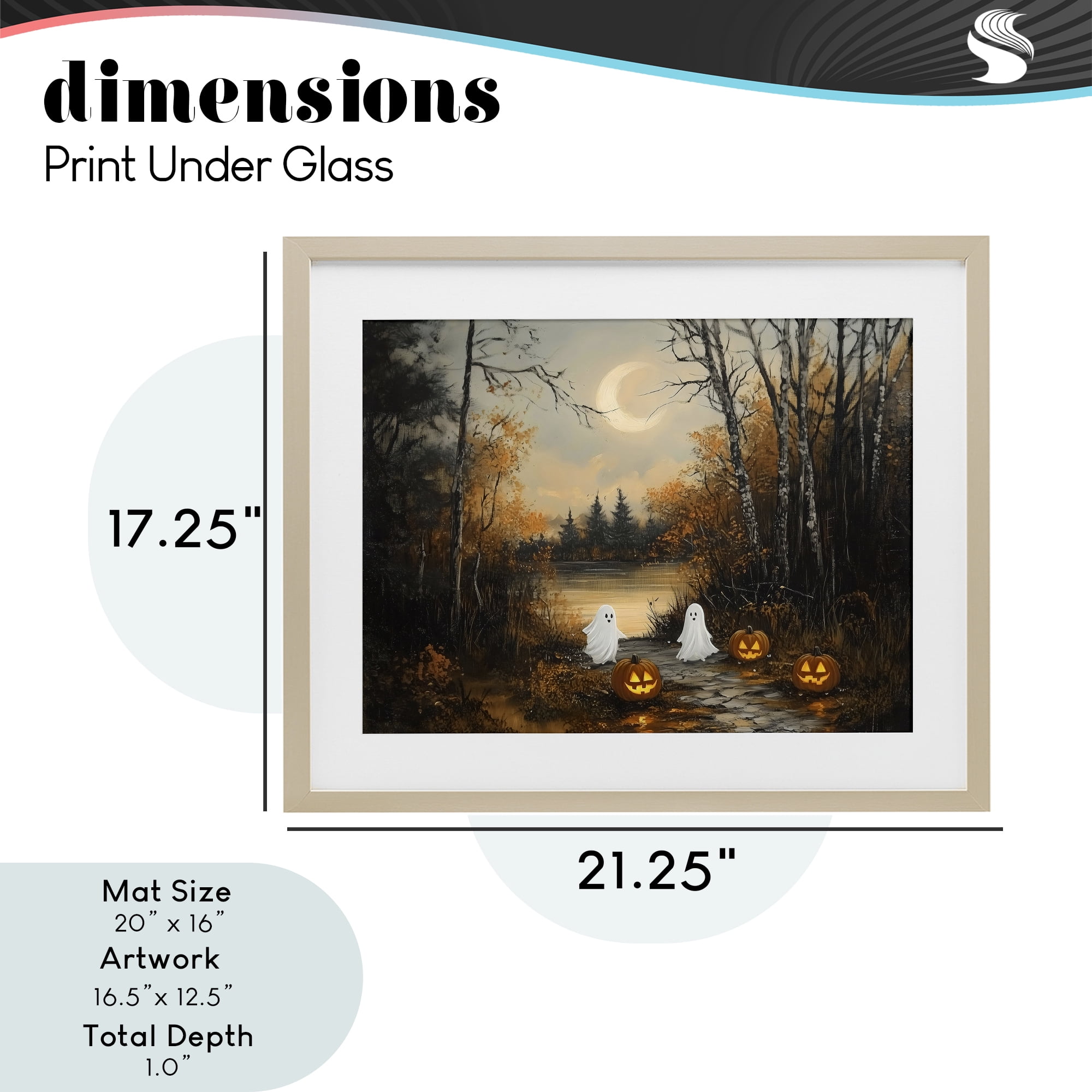 Autumn Ghosts at Lake Birch Framed Print Under Glass, design by Arlington Prints