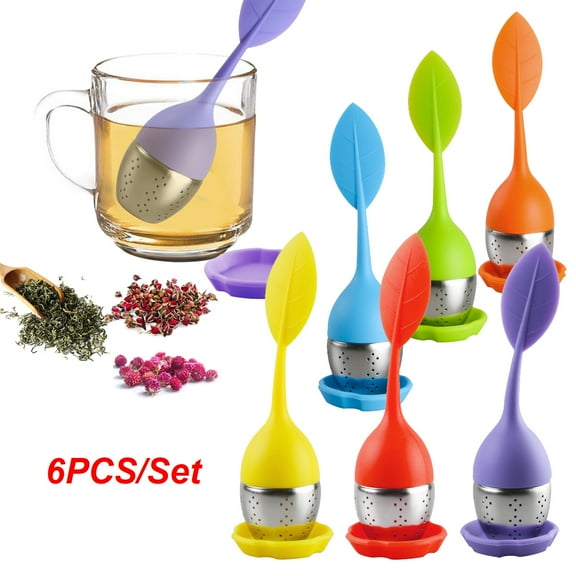 Leaf Tea Infuser for Tea Pot Mug Cup- Loose Tea Strainer Steeper for Fennel Tea Rooibos Tea Herbal Team Orange Purple Red Blue Green Yellow Set 6