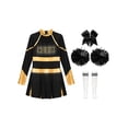 thumbnail image 3 of CHICTRY Girls Cheer Leader Outfit Long Sleeve Shiny Dance Dress with Hand Flowers Socks Gold&White 16, 3 of 5