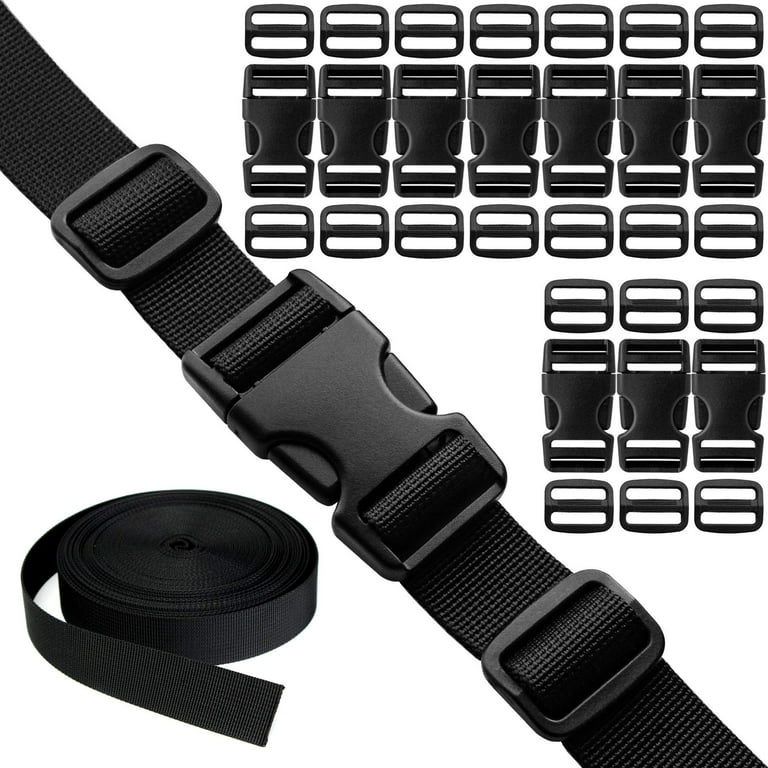 Plastic Tri Glide Slider Lock For 1.5 Inch Strap (10 Sets) Black