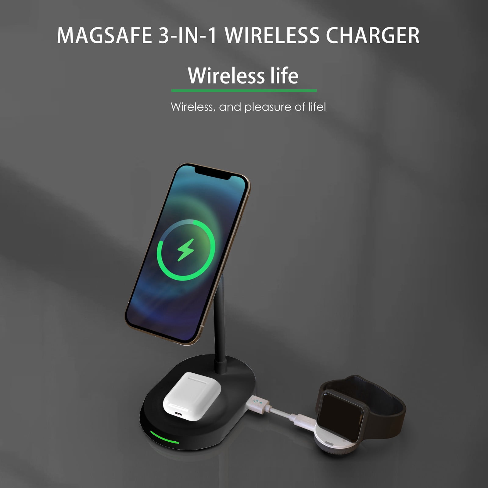 Qwtwty Mobile Accessories 15 W Magnetic Mobile Phone Wireless Charger Headset Charging for Mobile Phone, Mobile Phone Charging, with USB Interface