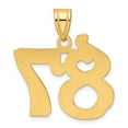 thumbnail image 3 of 14k Yellow Gold Polished Etched Finish Number 87 Charm Pendant, 3 of 4