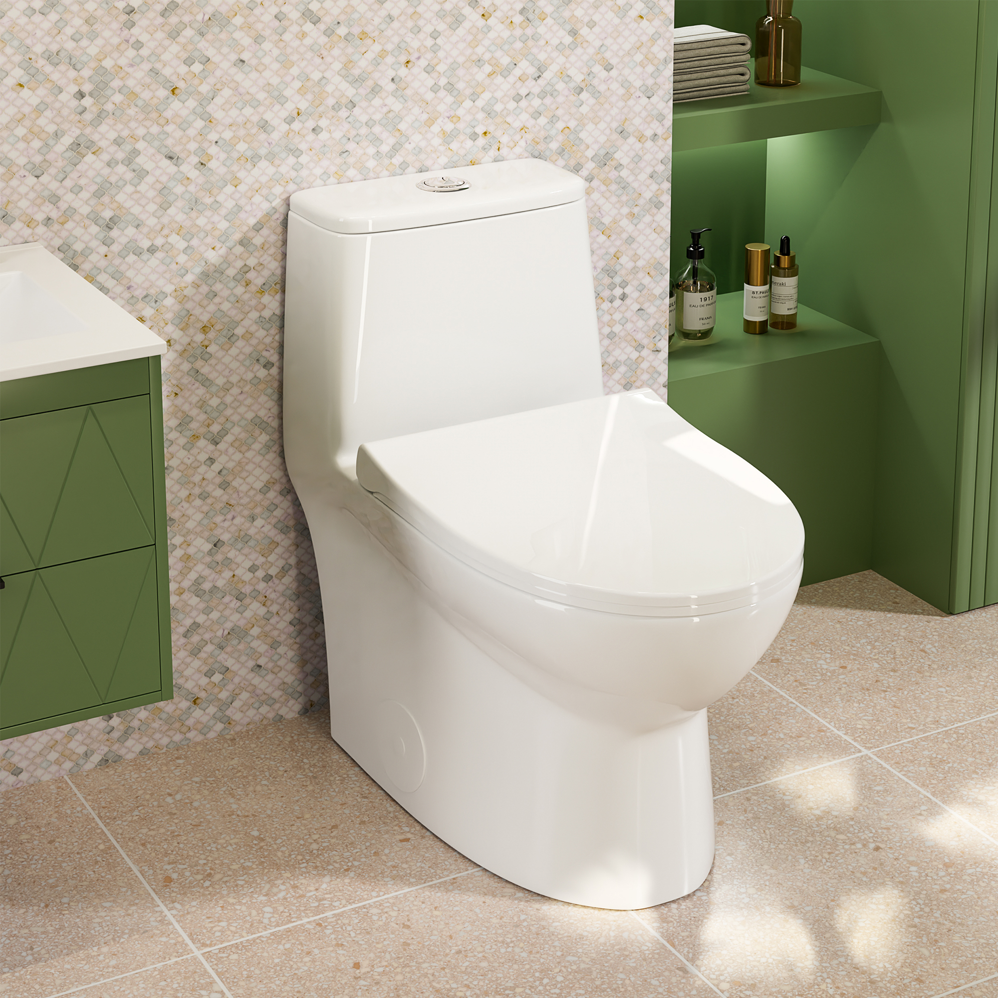 TT001 One-Piece Toilets for Bathrooms 1.6 GPF Dual Flush