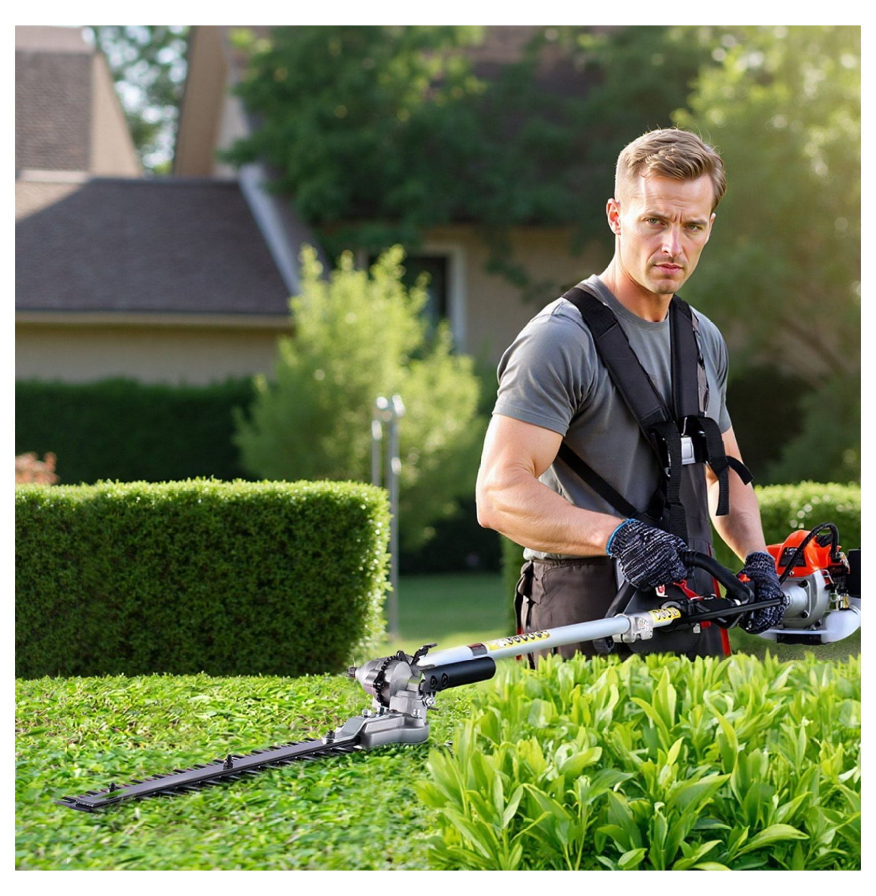 Gas Hedge Trimmer 26cc 4-in-1 Multi-Tool - String Trimmer, Edger, Brush Cutter Set with Safety Gear