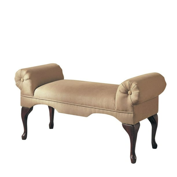 Bowery Hill Microfiber Rolled Arm Bench In Beige Com Bowery Hill Microfiber Rolled Arm Bench, Rolled Arm Bench Cover