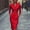 #298-Red, variant on Taylonsss Women's Solid V-Neck Belted Waisted Long Sleeve Casual Dress for Daily Party Wedding