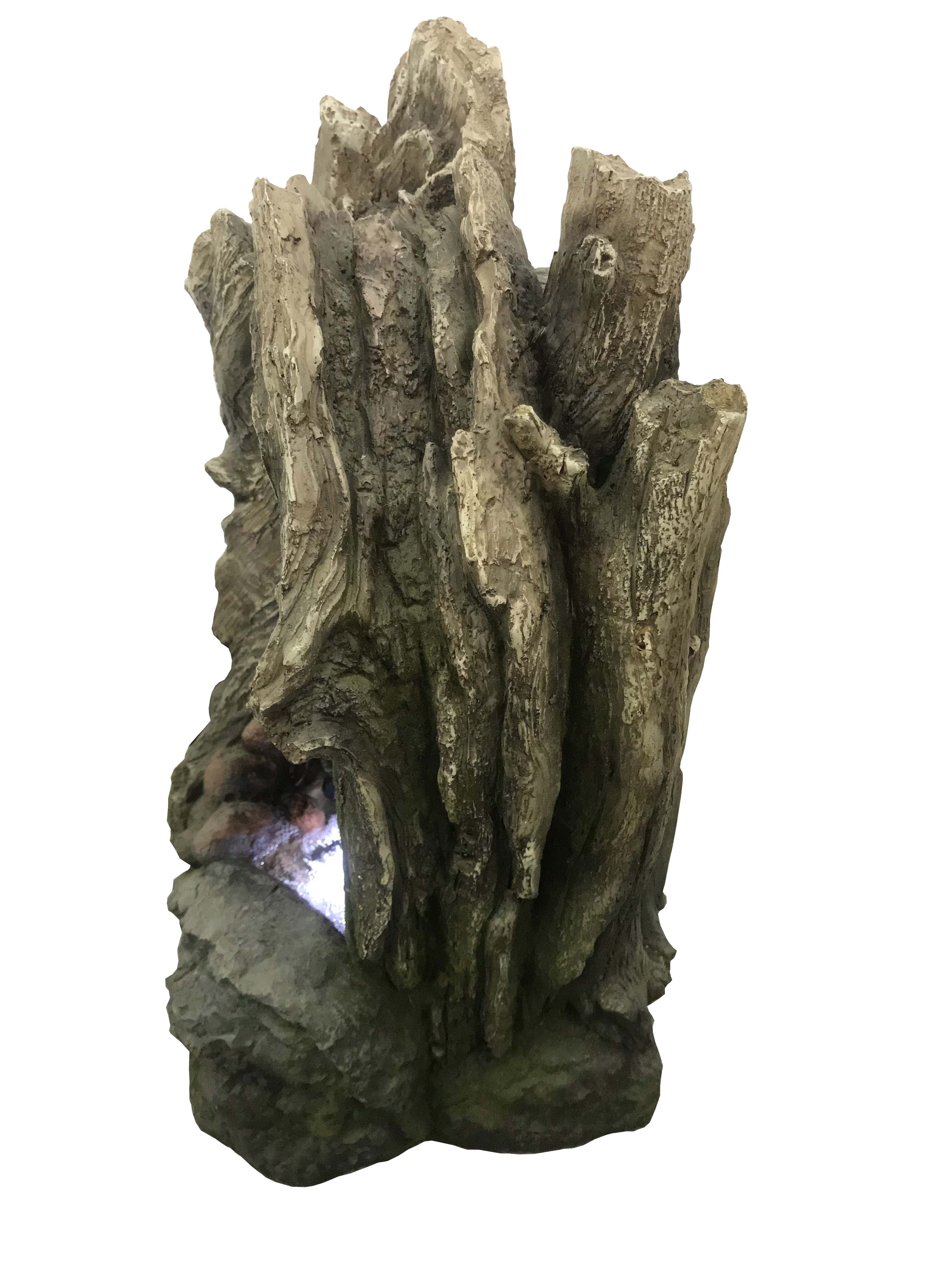 Hi-Line Gift 79553-E LED Lights Polyresin and Resin Treetrunk Waterfall Fountain, Brown