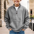 thumbnail image 2 of Xyant Boys Quarter Zip Waffle Sweatshirts Kids Fashion Long Sleeve Pullover Clothes (Grey,13-14 Years), 2 of 4